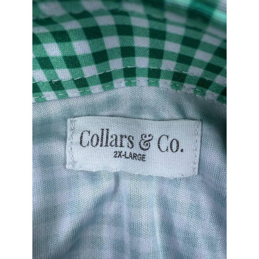 Collars & Co Dress Collar Polo Shirts Lot of 2 Mens 2XL Green Blue Gingham - Picture 6 of 10